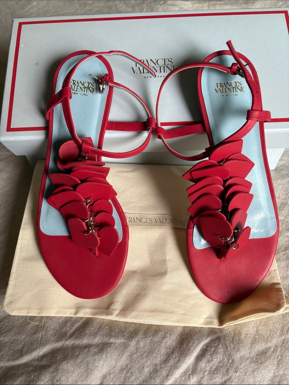 Frances Valentine Allison Red Heart Sandals NIB Size 5.5 Kate Spade